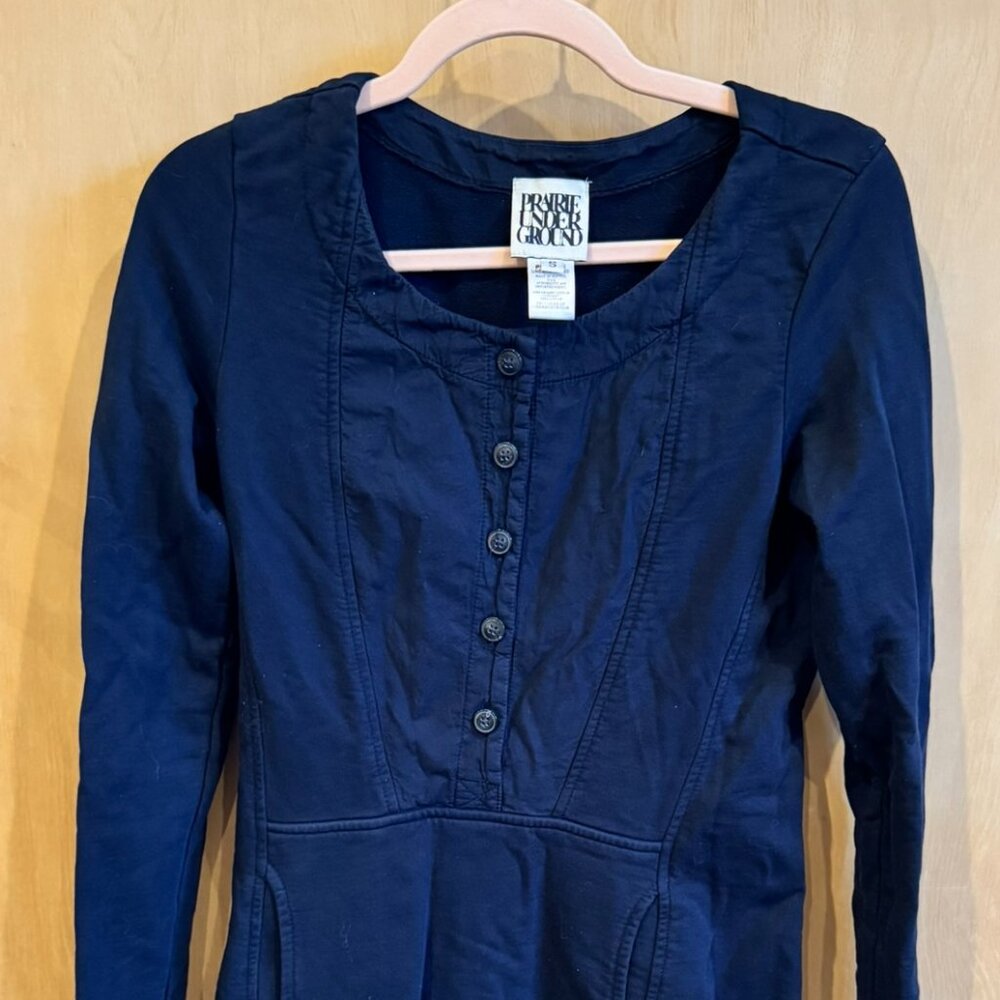 Prairie Underground Messenger Dress - Small - Navy Blue - Long Sleeve
